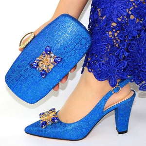 fashion Light Gold Italian Women Matching Shoes and Bag Set Italian Wedding African Shoes And Bag To Match For Party