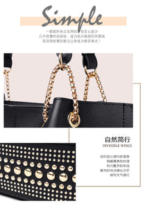 New Fashion  Version of Sub Mother Bag Women's 2020 Style Rivet Shoulder Bag Three Piece Set of Women's Bag