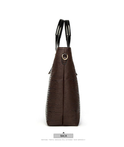 Ceossman New 3PCS Women's Bag Set Fashion Mirror Crocodile Pattern Handbag Solid Color Messenger Bag Shoulder Bag Wallet Bag