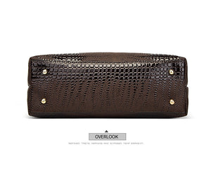 Ceossman New 3PCS Women's Bag Set Fashion Mirror Crocodile Pattern Handbag Solid Color Messenger Bag Shoulder Bag Wallet Bag
