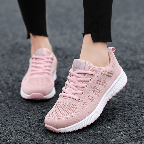 2020 Women Shoes Flats Fashion Casual Ladies Walking Woman Lace-Up Mesh Breathable Female Sneakers Zapatillas Mujer Feminino
