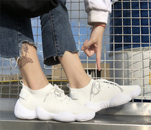Load image into Gallery viewer, 2020 Mesh Sneakers Women Vulcanized Shoes Lace-Up Solid Flat Platform Spring Autumn Outdoor Pink White Wedges Shoes for Women