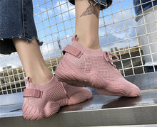 Load image into Gallery viewer, 2020 Mesh Sneakers Women Vulcanized Shoes Lace-Up Solid Flat Platform Spring Autumn Outdoor Pink White Wedges Shoes for Women