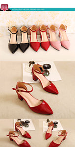 European style sandals female 2020 new word buckle thick with single shoes Women's pumps  small size 31 32 33 Baotou high heels