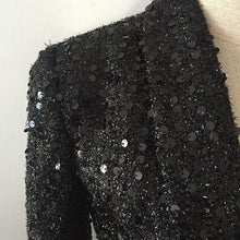 Load image into Gallery viewer, High Quality Fashion 2020 Designer Blazer Women Double Lion Buttons Shawl Collar Glitter Sequined Long Runway Black Blazers