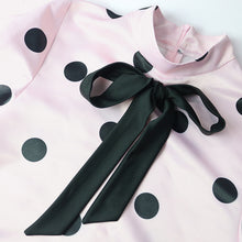 Load image into Gallery viewer, Women Pink Dress Polka Dot with Bowtie Lovely Loose Princess Party Ruffles Patchwork Short Sleeve African Female Cute Vestidos