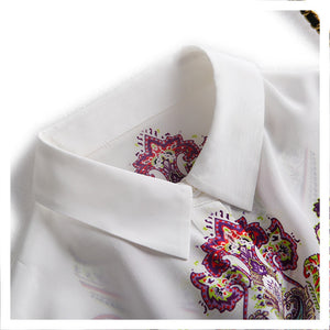 Silviye Vintage printed silk white Long Sleeve Shirt women's silk loose top new shirt in summer 2020