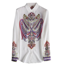 Load image into Gallery viewer, Silviye Vintage printed silk white Long Sleeve Shirt women&#39;s silk loose top new shirt in summer 2020