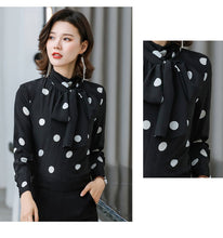 Load image into Gallery viewer, Heavyweight Mulberry Silk Shirt Blouse Women&#39;s 2020 Bow Collar Long Sleeve Office Lady Satin Tops