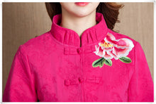 Load image into Gallery viewer, Autumn Chinese Female cotton linen Tang Suit style Tops Vintage embroidered flower Women blouse Traditional Chinese Clothes top