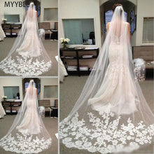 Load image into Gallery viewer, MYYBLE 2021Wholesale 3M 5M One Layer Lace Edge White Ivory Catherdal Wedding Veil Long Bridal Veil Cheap Wedding Accessories Veu
