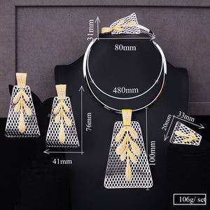 SisCathy African Indian Dubai Bridal Wedding Luxury Statement Jewelry Sets 4PCS Trendy Cubic Zircon Jewelry Sets For Women