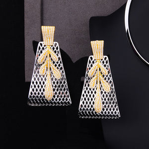 SisCathy African Indian Dubai Bridal Wedding Luxury Statement Jewelry Sets 4PCS Trendy Cubic Zircon Jewelry Sets For Women