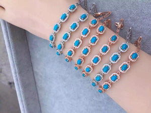 Natural turquoise gem Bracelet Natural gemstone Bracelet 925 silver Female Elegant square bracelet party fine jewelry Gift