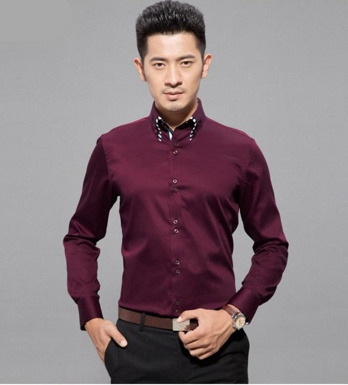 DEEPOCEAN Fashion Men Shirt Slim Fit Cotton Shirt Men Clothes Long Smart Casual Business  Formal Shirts Camisa De Hombre