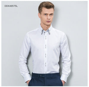 DEEPOCEAN Fashion Men Shirt Slim Fit Cotton Shirt Men Clothes Long Smart Casual Business  Formal Shirts Camisa De Hombre