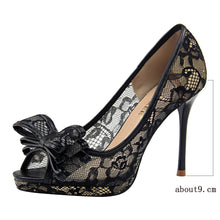 Load image into Gallery viewer, Sexy platform heels Peep Toe Lace Black high heels shoes White wedding shoes ladies sandals Pumps Women shoes 2020