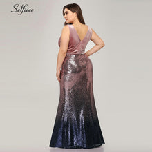 Load image into Gallery viewer, Sexy Velvet Party Dress Plus Size Women V Neck Sleeveless Long Mermaid Sequin Dress New Summer Maxi Bodycon Vestidos De Fiesta