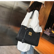 Load image into Gallery viewer, European Fashion Retro Female Tote bag 2020 New Quality PU Leather Women&#39;s Designer Large Handbag Lattice Chain Shoulder Bags