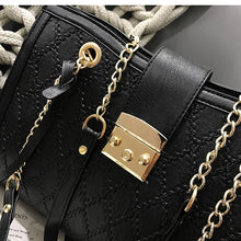Load image into Gallery viewer, European Fashion Retro Female Tote bag 2020 New Quality PU Leather Women&#39;s Designer Large Handbag Lattice Chain Shoulder Bags