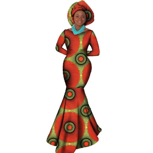 African Women Clothing Long Sleeve Dress Evening Sexy Dress Party Dresses Mermaid Dress Christmas Gift Plus Size 6XL BRW WY556