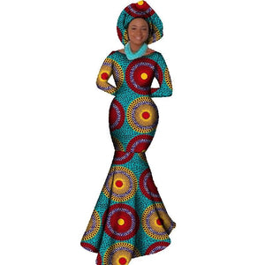 African Women Clothing Long Sleeve Dress Evening Sexy Dress Party Dresses Mermaid Dress Christmas Gift Plus Size 6XL BRW WY556