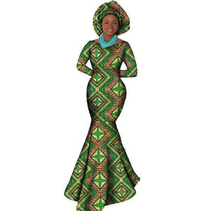 African Women Clothing Long Sleeve Dress Evening Sexy Dress Party Dresses Mermaid Dress Christmas Gift Plus Size 6XL BRW WY556