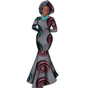 African Women Clothing Long Sleeve Dress Evening Sexy Dress Party Dresses Mermaid Dress Christmas Gift Plus Size 6XL BRW WY556