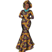 Load image into Gallery viewer, African Women Clothing Long Sleeve Dress Evening Sexy Dress Party Dresses Mermaid Dress Christmas Gift Plus Size 6XL BRW WY556