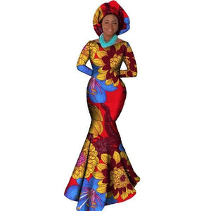 African Women Clothing Long Sleeve Dress Evening Sexy Dress Party Dresses Mermaid Dress Christmas Gift Plus Size 6XL BRW WY556