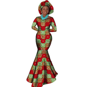 African Women Clothing Long Sleeve Dress Evening Sexy Dress Party Dresses Mermaid Dress Christmas Gift Plus Size 6XL BRW WY556