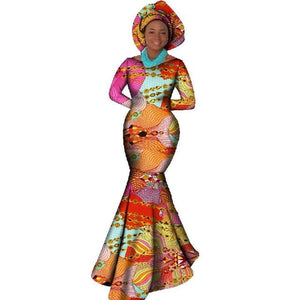 African Women Clothing Long Sleeve Dress Evening Sexy Dress Party Dresses Mermaid Dress Christmas Gift Plus Size 6XL BRW WY556