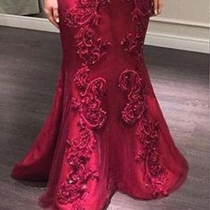 Cheap Red Mother Of The Bride Dresses Evening Appliques Beaded Plus Size O-neck Lace Long Sleeves Mermaid Gowns abito sposa