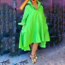 Load image into Gallery viewer, Green Women Long Evening Dress 2020 Fall Loose Female Party Dresse Robe Casual  Ruffles Daily African Vestiods Shirts Plus Size