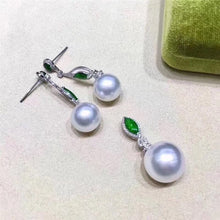 Load image into Gallery viewer, D727 PEARL SET FINE JEWELRY 925 STERLING SILVER ROUND 9-12MM NATURE FRESH WATER WHITE PEARLS JEWELRY SETS FOR WOMEN PRESENTS