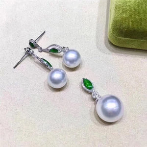 D727 PEARL SET FINE JEWELRY 925 STERLING SILVER ROUND 9-12MM NATURE FRESH WATER WHITE PEARLS JEWELRY SETS FOR WOMEN PRESENTS