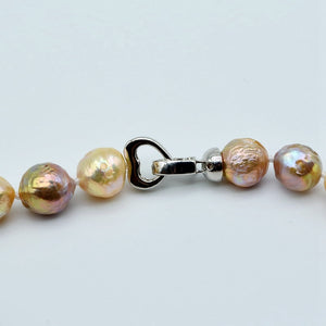 Rainbow pearl set, necklace bracelet, natural baroque pearl, heart buckle, diameter 11-12mm, natural freshwater pearl