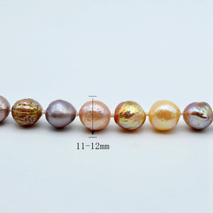 Rainbow pearl set, necklace bracelet, natural baroque pearl, heart buckle, diameter 11-12mm, natural freshwater pearl