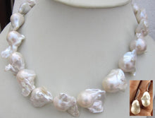 Load image into Gallery viewer, HUGE AAA 16-24MM NATURAL SOUTH SEA WHITE BAROQUE PEARL NECKLACE   INCH EARRING