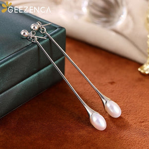 925 Sterling Silver Natural Pearl Gold-plated Jewelry Sets Pendant Necklace Stud Earring Water-drop Trendy Fine Jewelry Women