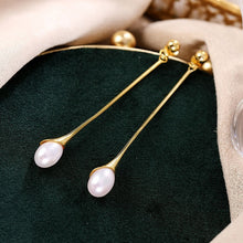 Load image into Gallery viewer, 925 Sterling Silver Natural Pearl Gold-plated Jewelry Sets Pendant Necklace Stud Earring Water-drop Trendy Fine Jewelry Women