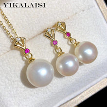 Load image into Gallery viewer, YIKALAISI 925 Sterling Silver Set Jewelry For Women 8-10mm Round Natural Freshwater Pearl Set New Arrivals Wholesales