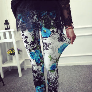 CUHAKCI Women Leggings Fashion Plaid Printing Legging Sexy Leggings Fitness Leggins Grid Floral Stripe Trouser High Waist Pants