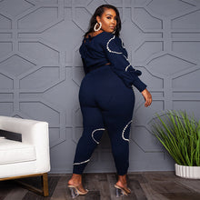 Load image into Gallery viewer, 2 Piece Sets Womens Outfits Long Sleeve Crop Top Femme Knitted Set with Pearls Plus Size Sweat Suits Bulk Items Wholesale Lots