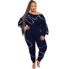 Load image into Gallery viewer, 2 Piece Sets Womens Outfits Long Sleeve Crop Top Femme Knitted Set with Pearls Plus Size Sweat Suits Bulk Items Wholesale Lots