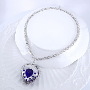 2020 Hot sale New fashion luxury romantic blue heart CZ ZIRCON necklace wedding party birthday banquet jewelry free shipping!