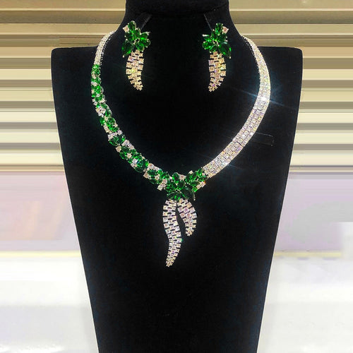 GODKI Luxury Flowers Necklace Earring Set Jewelry Set For Women Wedding Luxury Full Cubic Zircon Dubai Bridal Jewelry Set 2020