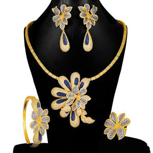 GODKI Luxury 4PCS Flowers Nigerian Jewelry Set For Women Wedding Engagement Party Cubic Zircon Dubai Bridal jewelry Set 2020