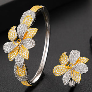 GODKI Luxury 4PCS Flowers Nigerian Jewelry Set For Women Wedding Engagement Party Cubic Zircon Dubai Bridal jewelry Set 2020