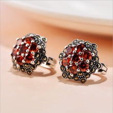 Load image into Gallery viewer, Sparkling S925 Sterling Silver Red Gemstone Zircon Stud Earrings For Women Fashion Luxury Wedding Banquet Jewelry Accessories